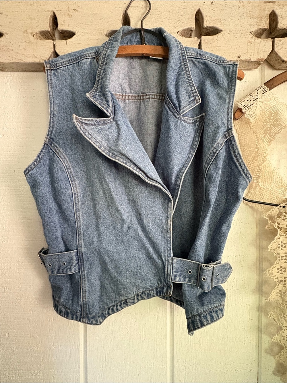 Zana Di Medium Blue Denim Top with Branded Patch